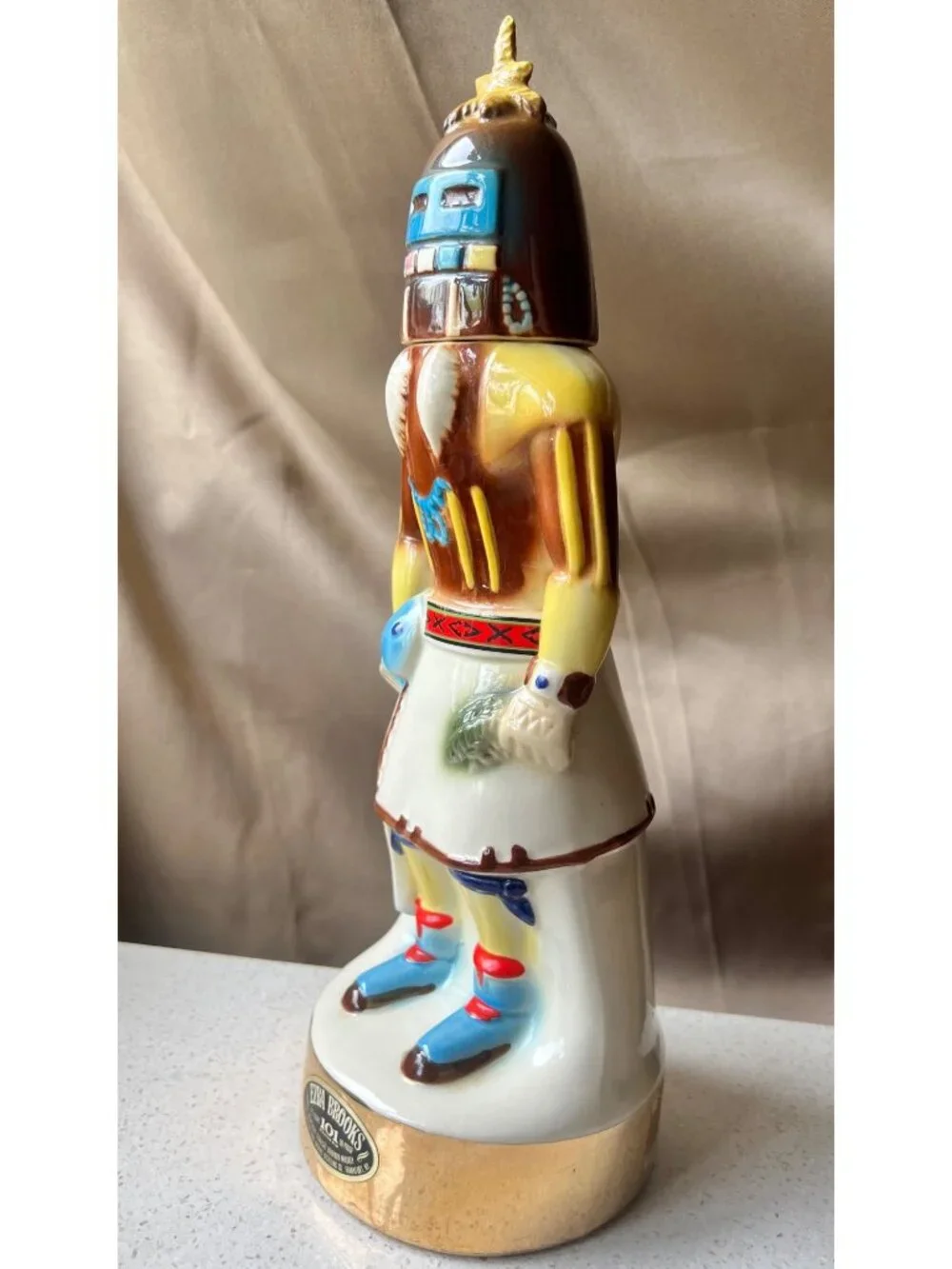 Ezra Brooks Kachina Doll Ceramic Decanter 13
